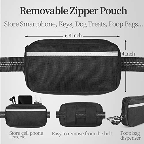 iYoShop Hands Free Dog Leash with Zipper Pouch, 120lb, Black