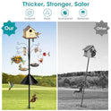 108 Inch Bird Feeder Pole Squirrel Proof, Heavy Duty Bird House Pole, Adjustable Bird Feeder Stand with 5 Shepherds Hooks, 2 Mental Trays, Hummingbird Swing