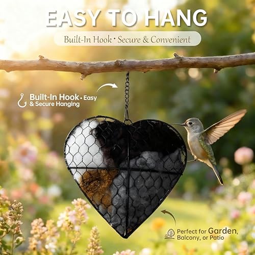 Handmade Fiber Bird Nesting Heart, Nesting Material for Wild Bird, Refillable Nesting Accessories, Hummingbird Nest/House, Outdoor Garden Decortion, Gifts for Bird/Nature Lovers (1pc)