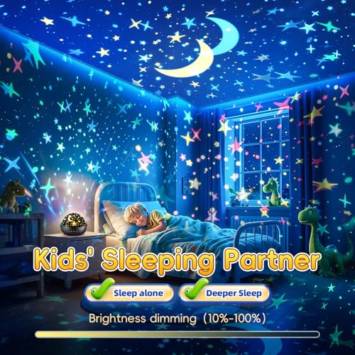 Staryou Dinosaur Toys for Kids 3-5, 【Remote+3 Films+93 Effects】 Dinosaur Toys for Kids 2-4, 【3 Timer+5 Brightness】 3 Year Old Boy Gift, Rotate 3 Year Old boy Birthday Gift, Boys Christmas Gifts Boys