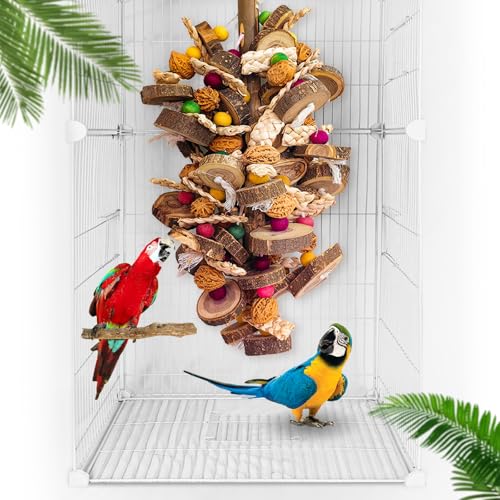 Extra Large Bird Parrot Toys- 21.7 inch Multicolored Natural Wooden Walnut Parrot Chewing Toy Suggested for Macaws cokatoos, African Grey and a Variety of  Parrots. (Large Size)