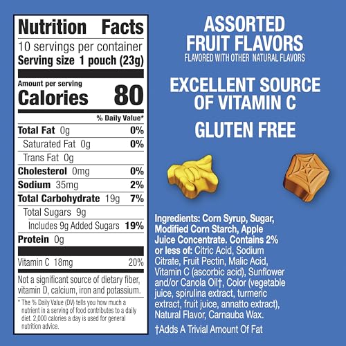 Spiderman Fruit Flavored Snacks, Treat Pouches, Gluten Free, 10 ct