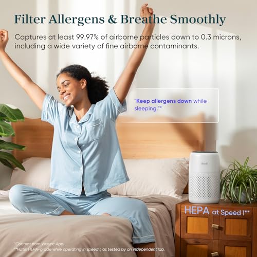 Levoit Air Purifiers for Bedroom Home Pets Dorm Room, Small Air Purifiers | Filter Cleaner with Fragrance Sponge, Filters Smoke, Allergens, Pet Dander, Odor, Dust, Office, Desktop, Core Mini-P, White