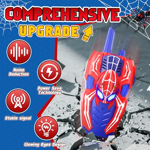 Walkie Talkies for Kids, Spider Toys 2 Pack Outdoor 2 Way Radio Toy Gifts Camping Brithday Gift Walkie Talkies for 3 4 5 6 7 8 9 10 Year Old Boys
