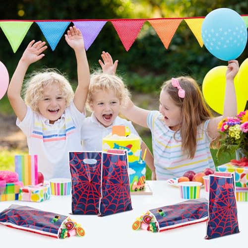ADARRO 40PCS Spider Wed Party Favor Bags, Red & Blue Cartoon Goodie Candy Bags for Birthday Party Supplies
