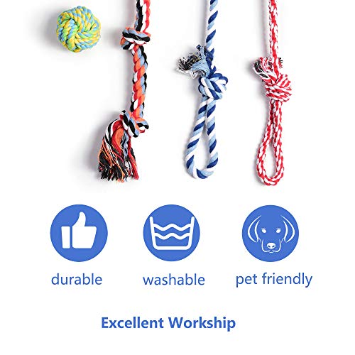 Fida Dog Rope Toys 4 Pack, Puppy Teething Sturdy Cotton Chew Tug Ropes Indoor/Outdoor, Exercise Interactive Tug O'War Toys Set for Boredom Small-Meidum Dogs