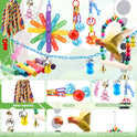 QUOZUO 9 Pcs Parakeet Cockatiel Bird Toys, Parrots Cage Accessories Swing Rope Hanging Wooden Perch Chewing Toy for Budgerigar, Parrot, Cockatiel
