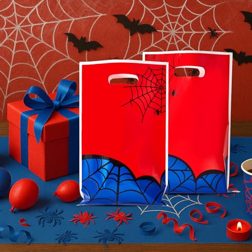 Yzzhaoo 30 Pcs Spider Goodie Bags Party Favors Bags with Handles for Birthday Party Theme Chiristmas Halloween Candy Bag Treat Cookie Gift bags