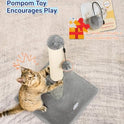Happi N Pets Cat Scratching Post, Cat Scratcher for Indoor Cats, Sisal Scratching Post & Carpet Post in One, Stable Kitten Scratching Post with Replaceable Toy, Extra Free Toy, Light Gray
