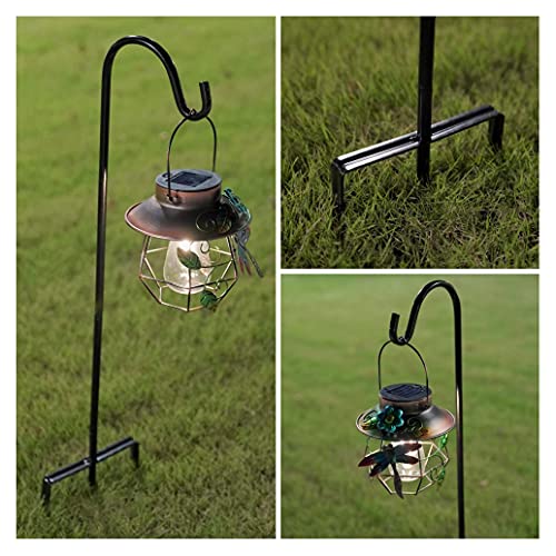 EXCMARK Shepherd Hook Adjustable Height 32/24/16’’ 1/2 inch Thick Use at Weddings, Hanging Solar Lights, Lanterns, Bird Feeders, Metal Hanger Hook (Black,32inch). U.S. Patent.