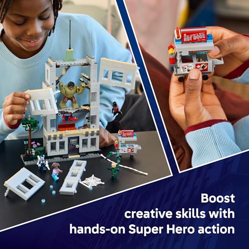 LEGO Marvel Spider-Man vs Hulk Epic Clash - Super Hero Building Toy for Boys & Girls, Ages 8+ - Includes 5 Minifigures & Hulk Figure - Spider-Man Toy for Fans - Gift for Birthdays - 76350