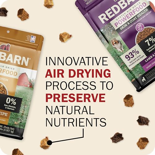 Redbarn Powerfood Air Dried Dog Food 2 lbs High Protein Beef and Lamb with Prebiotics Postbiotics for Digestive Health Wholesome Pet Food Complete Meal Made in USA
