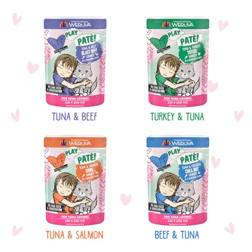 Weruva B.F.F. Play - Best Feline Friend Paté Lovers, Aw Yeah!, Paté Partay! Variety Pack, 3oz Pouch (Pack of 12)