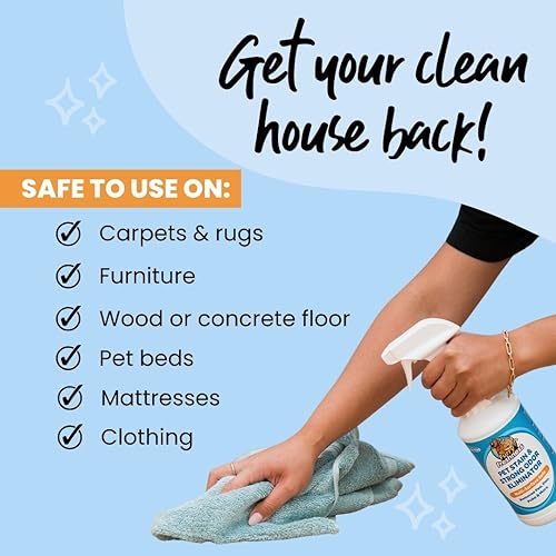 FurryFreshness Extra Strength Cat or Dog Pee Stain & Permanent Odor Remover + Smell Eliminator -Removes Stains From Pets & Kids Including Urine or Blood- Lifts Old Carpet Stains- (2 Pack)