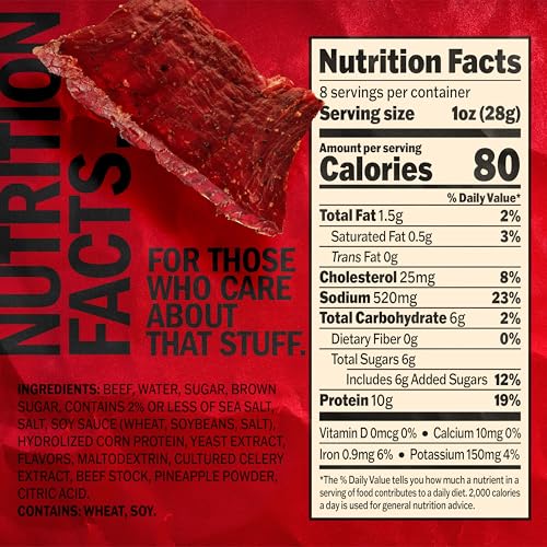 Jack Link's Beef Jerky Half Pounder - Original - Made with 100% Real Beef - Ready to Eat Real Meat Protein Snacks - 10g Protein per Serving - 8 oz Large Jerky Bag