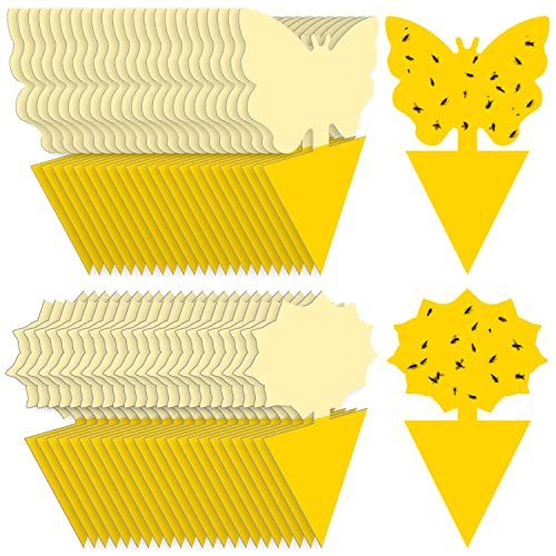 Fruit Fly Traps Indoor Fungus Gnat Trap 48PCS for Plants Yellow Houseplants Outdoor Use Insect Sticky