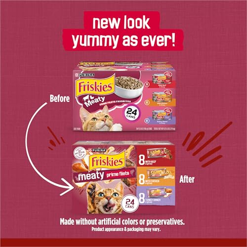 Purina Friskies Gravy Wet Cat Food Variety Pack,  Filets Meaty Favorites - (Pack of 24) 5.5 oz. Cans