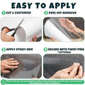 FixZilla Anti Cat Scratch Furniture Protector, 6-Pack Couch Protector from Cat Claws – Heavy-Duty, Easy-to-Apply Scratching Deterrent and Shield for Sofa Corners, Walls, and Doors- with 52 Twist Pins