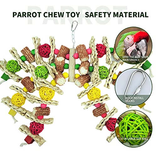 Cokliomc Parrot Toys, Natural Corncob Bird Chew Toys for Small and Medium Macaws, African Grey Parrots,  Parrots Bird Cage