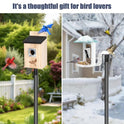 Gtongoko Smart Bird Feeder Pole 1-Inch Dia 79 Inch Bluebird House Pole for Outdoors Weather Station Heavy Duty Metal Mounting Kit Adjustable Bird Feeder Stand Black