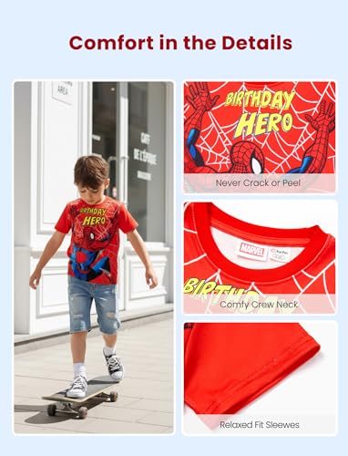 Disney Marvel Birthday Shirt for Boys and Girls 2-9 Years | Cotton Toddler Short Sleeve Graphic Tee | Kids Summer Clothes