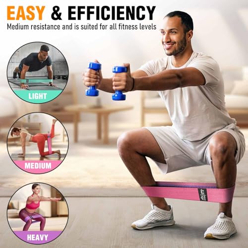 Fabric Resistance Bands for Working Out - Exercise Bands for Women and Men, Booty Bands for Legs and Glute, Yoga, Pilates, Rehab, Fitness and Home Workout