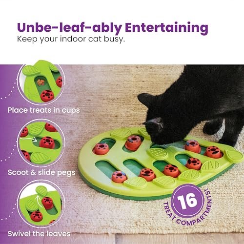 Catstages Nina Ottosson Buggin’ Out Puzzle & Play Cat Puzzle Feeder – Interactive Treat Game for Indoor Cats, Level 2 Slow Feeder Enrichment Toy, 13.9" x 11.5"