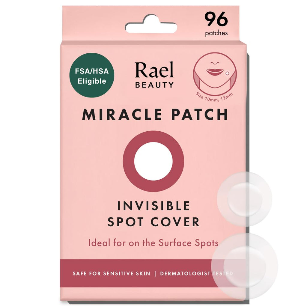 Rael Pimple Patches, Miracle Invisible Spot Cover - Hydrocolloid Acne Pimple Patch, Absorbs Zits & Blemish, Korean Skin Care, 2 Sizes