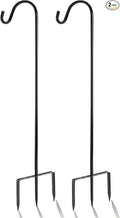 EXCMARK 2 Pack Shepherd Hook Adjustable Height 31/24/16’’ 1/2 inch Thick Use at Weddings, Hanging Solar Lights, Lanterns, Bird Feeders, Metal Hanger Hook (Black, 31 inch). U.S. Patent.