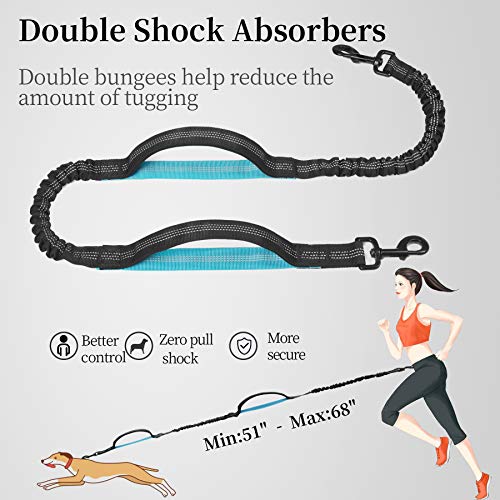 iYoShop Hands Free Dog Leash with Zipper Pouch, 120lb, Black