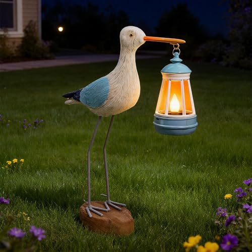 Solar Seagull Statues for Garden and Home Decor,Funny Garden Decor Beach,Pool,Patio,Lawn,Yard,Porch,Perfect Garden Gift