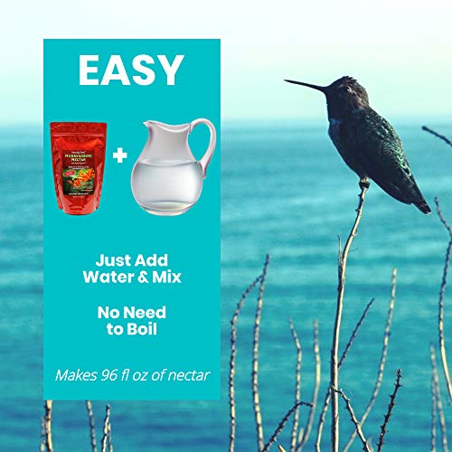 Sapphire Labs Naturally Fresh Hummingbird Nectar with Nectar Defender Lasts Longer in Hummingbird Feeders | Easy to Use Powder | Makes 96 oz of Clear Hummingbird Nectar