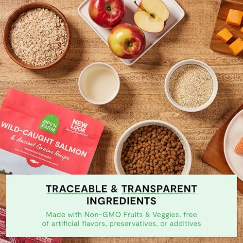Open Farm, Ancient Grains Dry Dog Food, Protein-Rich & Nutrient Dense, 90% Animal Protein Mixed with Non-GMO Fruits, Veggies and Superfoods, Grass-Fed Beef Recipe, 22lb Bag