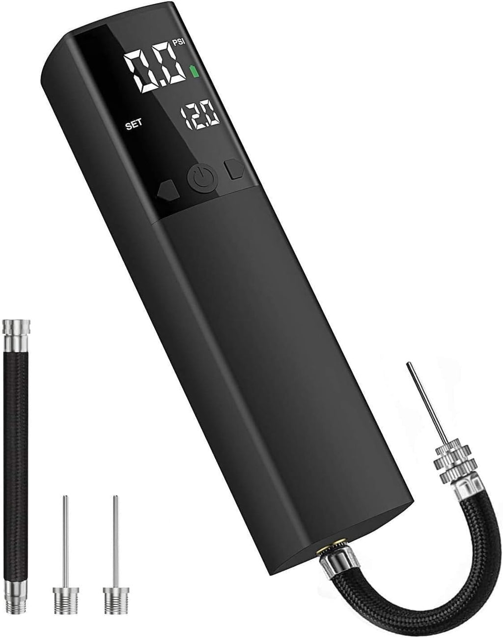 Pumteck Electric Ball Pump, Smart Air Pump Portable Fast Ball Inflation with Precise Pressure Gauge and Digital LCD Display for Football Basketball Volleyball Football (2 Pin and 1 Spout)