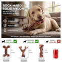 Kseroo 3-Pack Indestructible Dog Chew Toys for Aggressive Chewers: Bacon Flavored Rock-Hard Solid Nylon, Tough Dog Bones for Medium/Large Dogs 25-90lbs, Heavy Duty Dog Toys to Keep Them Busy, Brown-XL