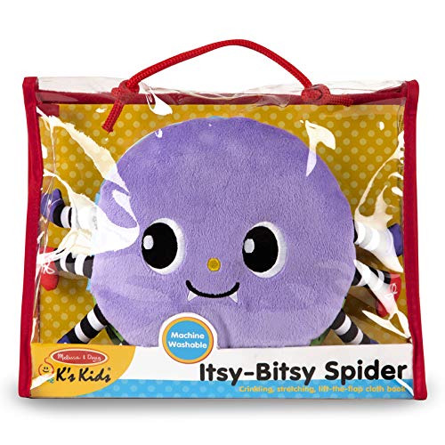 Melissa & Doug K's Kids Itsy-Bitsy Spider 8-Page Soft Activity Book for Babies and Toddlers - Cloth Baby Book And Sensory Toy With Textures To Grasp And Pages To Play Peekaboo, Ages 1 Month+