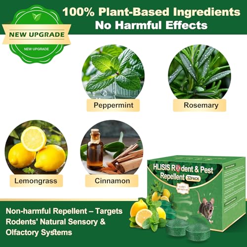 32PCS Rodent Repellent, Natural Peppermint Oil for Mice, Peppermint | Pest Control, Mouse Repellent for Mice, Rats, Squirrels, Spiders and Pests, Keeps Pests Away Effectively from Garden & Home