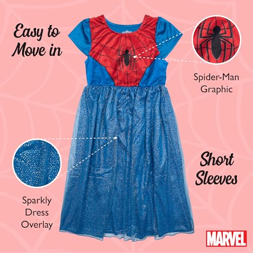Disney Girls' Princess Dress Nightgown, Fantasy Gown, Soft & Cute Pajamas for Kids