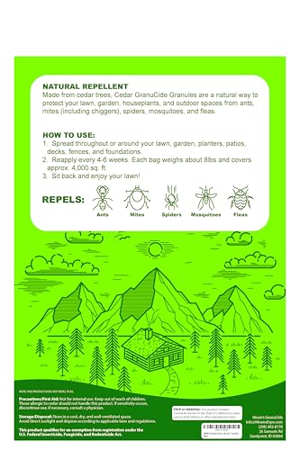 GranuCide Cedar Granules | Cedar Chips for Home & Garden | Repels Ants, Aphids, Spiders, Mosquitos | Smells Great & Easy to Use | 1 Bag (8 lbs)