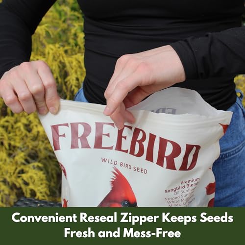 Wild Bird Seed for Outside Feeders – Premium Songbird Blend with Black Oil Sunflower, Safflower, Millet & Peanut Pieces – Bird Food for Cardinals, Finches & Songbirds – 5 lb Bag