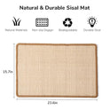 FUKUMARU Cat Scratcher Mat, 23.6 X 15.7 Inch Natural Sisal Cat Scratch Mats, Horizontal Cat Floor Scratching Pad Rug with Sticky Tapes, Protect Sofa and Carpet