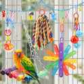 QUOZUO 9 Pcs Parakeet Cockatiel Bird Toys, Parrots Cage Accessories Swing Rope Hanging Wooden Perch Chewing Toy for Budgerigar, Parrot, Cockatiel