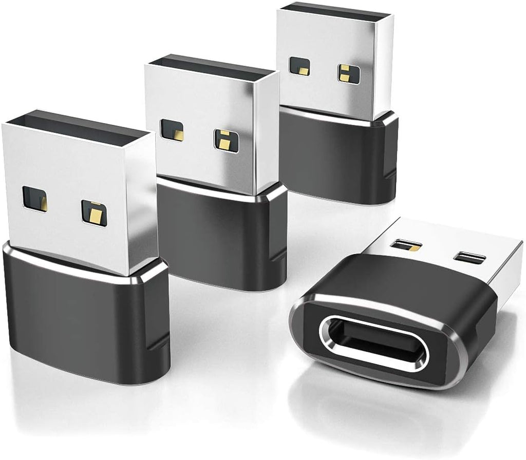 Elebase USB to USB C Adapter for iPhone 17 4Pack,USBC Female to A Male Car Charger Adapter,Type C Converter Apple 16 Pro Max 15 14 Plus,iWatch Watch 11 10 Se Ultra 3,iPad Air,Samsung Galaxy S25,Black