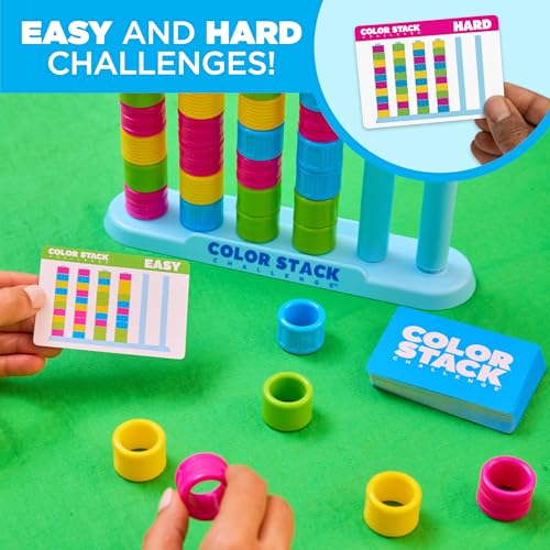 Color Stack Challenge by Relatable – A Fast-Paced Color Matching Puzzle Game for Fun Parties and Family Game Night. Includes 2 Stack Racks, 50 Challenge Cards, 80 Rings & Instructions.