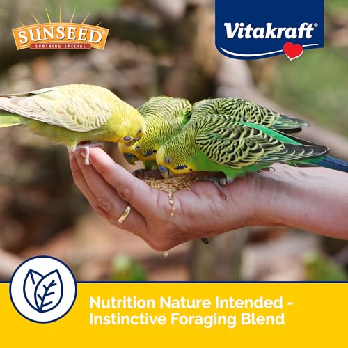Sunseed Vita Prima Parakeet Food 2 lb - Grains Seeds Vegetables Fruits and Live Micro Organisms Delivering Wholesome Daily Nutrition and Foraging Variety Your Parakeet Deserves
