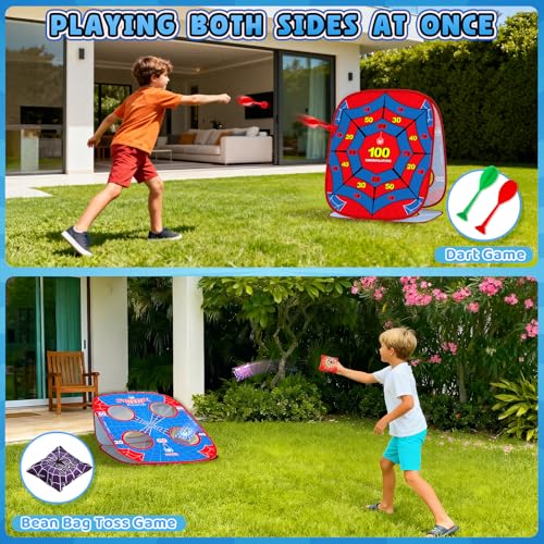 Spider Bean Bag Toss Game, Cornhole Board Outdoor Toys for Kids Age 4-12 | Outdoor Toys for Toddlers, Family Party Activity, Yard Backyard Beach Lawn Camping Game, Christmas Birthday Gift for Boys