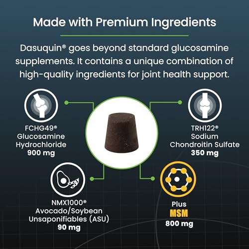 Nutramax Dasuquin MSM Joint Supplement for Large Dogs, Soft Chews, 84ct | Glucosamine and Chondroitin, ASU, MSM, Supports Healthy Joints, For Dogs Over 60 lbs, All Ages, Soft Chews