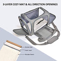Henkelion Cat Carriers Dog Carrier Pet Carrier For Small / Medium Cats Dogs Puppies (Up To 15lbs), TSA Airline Approved Small Dog Carrier Soft Sided, Collapsible Waterproof Travel Puppy Carrier - Grey