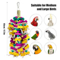 Large Bird Toys, Multi-Color Wooden Block with Bamboo Support Bird Chewing Toy Parrot Cage Bite Toy for Macaws Cokatoos African Grey and Large Medium Parrot Birds