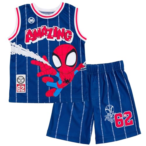 Marvel Boys' Athletic 2-Piece Basketball Jersey and Shorts Set Toddler to Big Kid